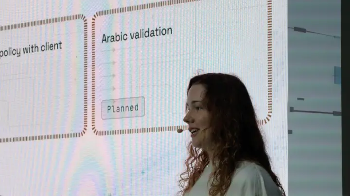 MetisJean at AI Everything Abu Dhabi: Aiga Andrijanova presenting on stage, day two